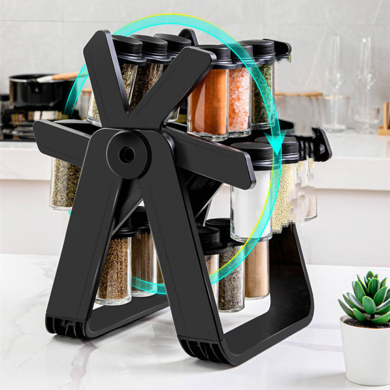 Rotating Ferris Wheel Glass Seasoning Rack Set